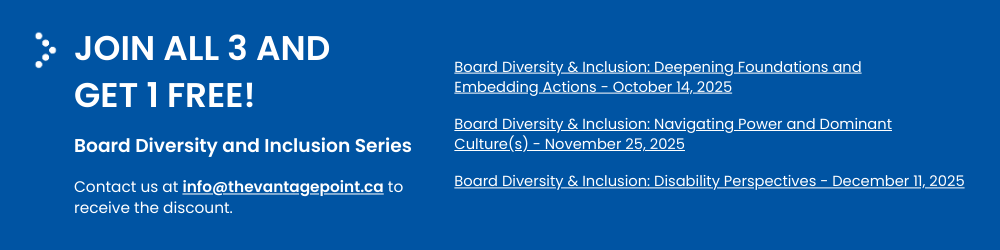 Board D&I - Buy 3 Get 1 Free Promo - Blue Promotional blue banner with white text highlighting a Buy 4 get one free discount for the Board Diversity and Inclusion Series.